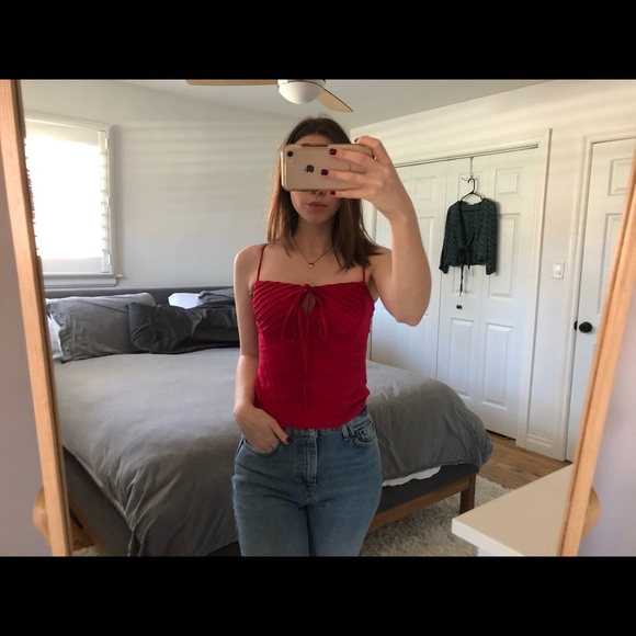 Red Silk corset tank top - Picture 1 of 8